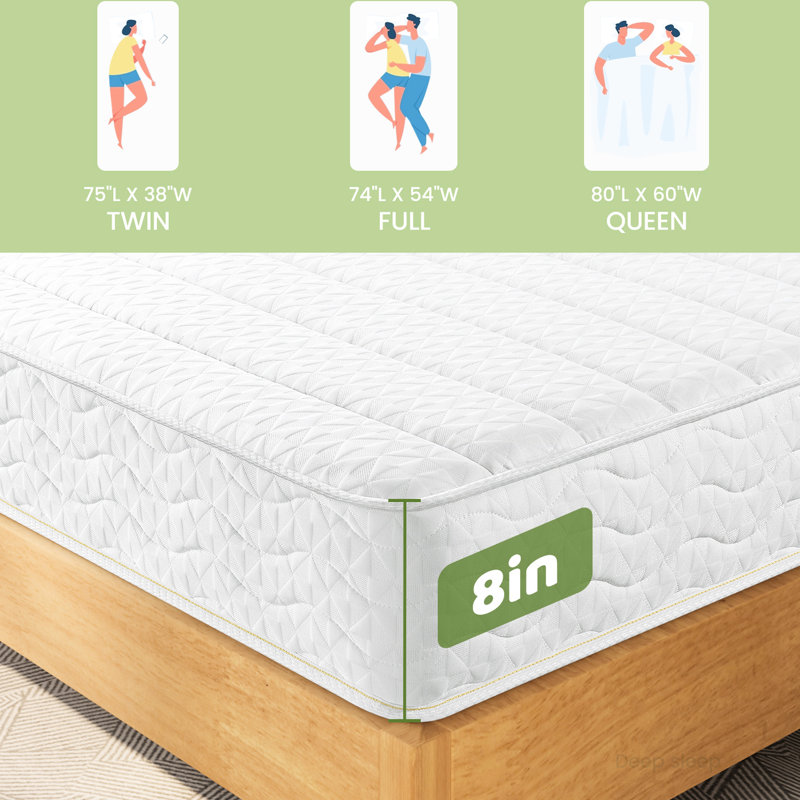 Matelas double de 20 cm (8 pouces) avec mousse, soutien amélioré, doux pour la peau, compatible avec les cadres de lit ajustables et les sommiers à lattes.