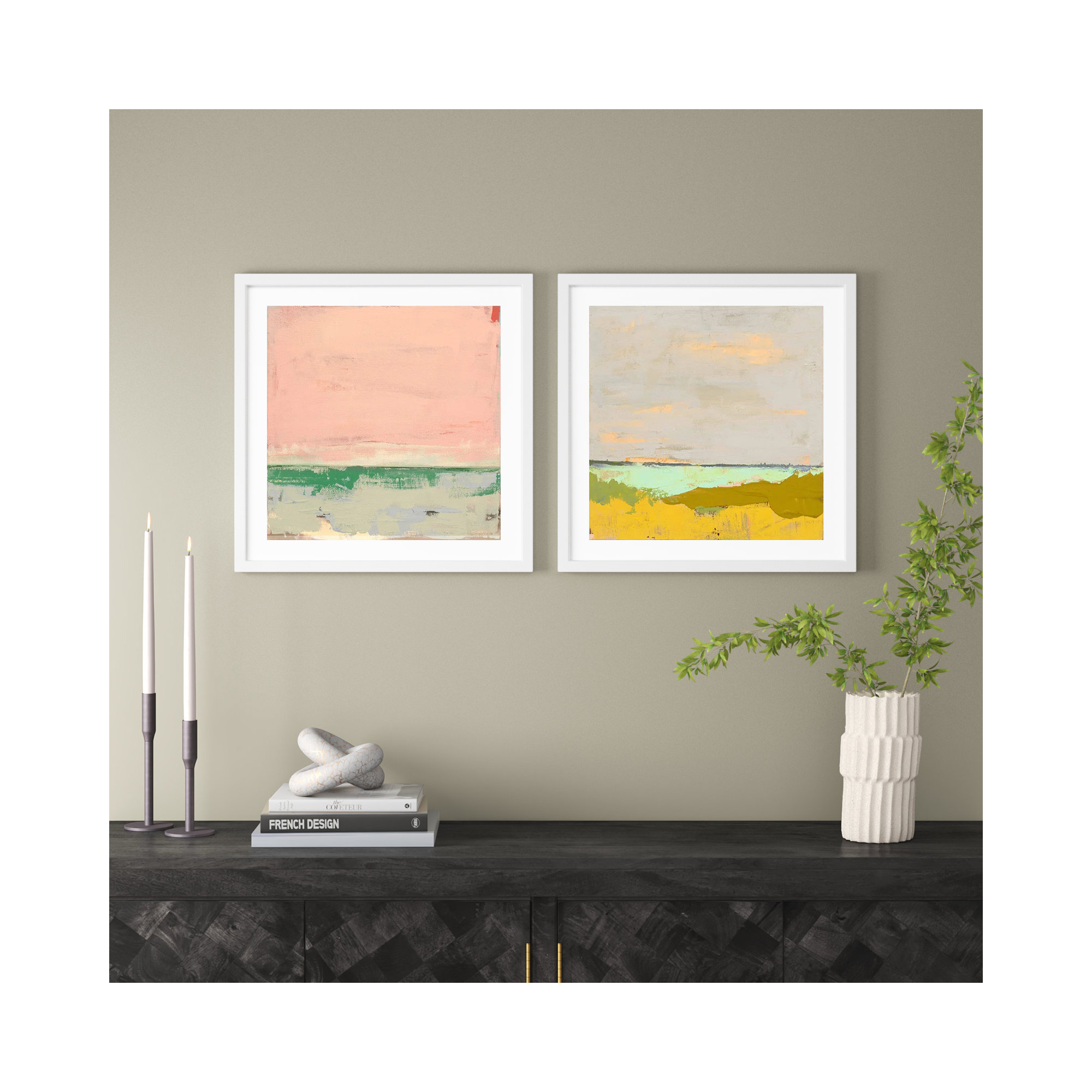 Provenve 1 & 2 by Andrea Stokes - 2 Piece Single Picture Frame Print, 30" H x 30" W x 1.25" D, White Framed Paper