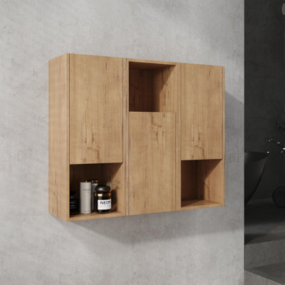 Armoire de salle de bain latérale, portes à fermeture douce, conception à fixation flottante