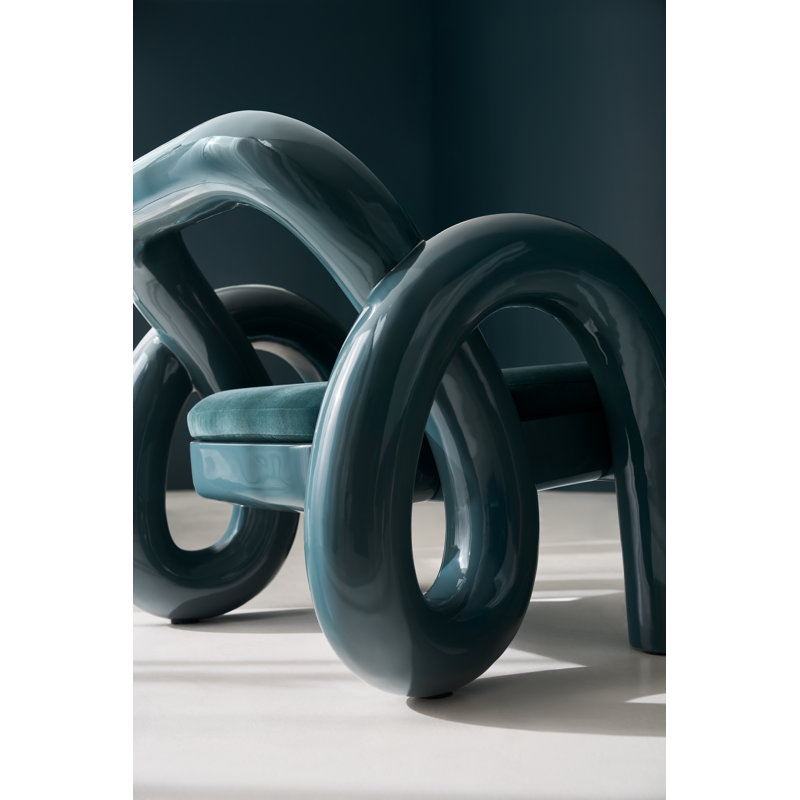 Caracole Armchair, Green, Green Polyester