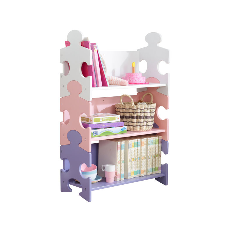 Puzzle Wooden Bookshelf, Pastel