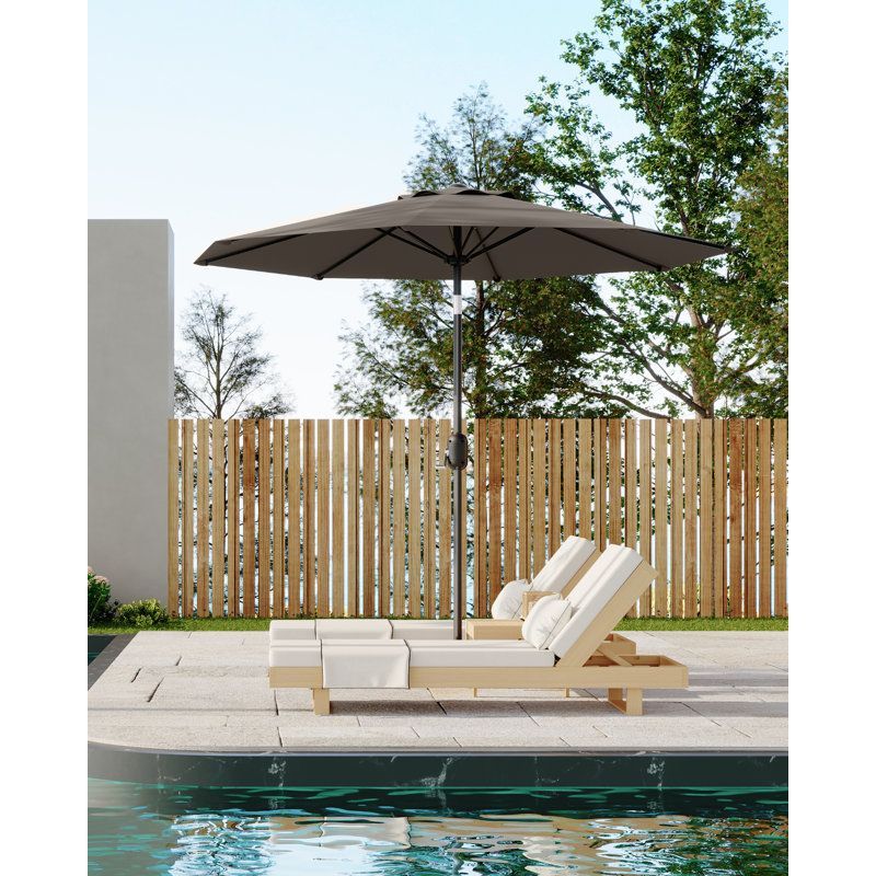 Parasol de patio, parasol de table extérieur de 9 pi avec manivelle et inclinaison à bouton-poussoir, 8 baleines robustes pour terrasse, cour