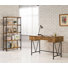 2 Piece Writing Desk with Bookshelf Unit, Rustic Brown, Black Metal Frame