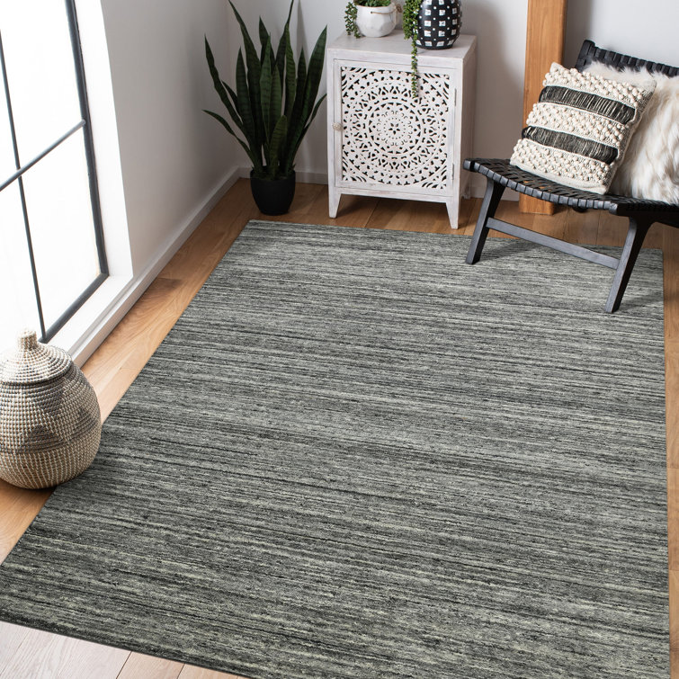 Tapis gris foncé en laine tissé à la main Holliman