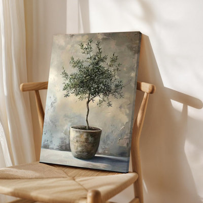 1Pc Framed Canvas Poster Print Potted olive tree with textured leaves, Realistic oil painting style. Wall Art Decor, Perfect for Room Decor Living Room Bedroom Office Kitchen Bathroom Home Decor, Ideal Home Wall Decoration Gift