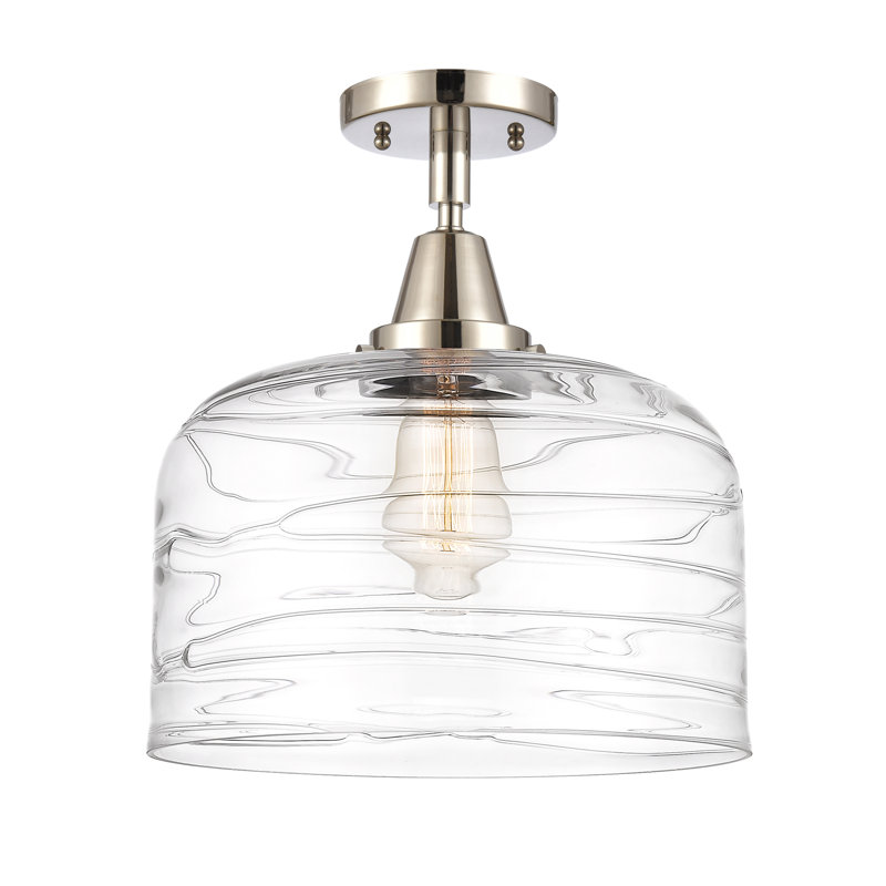 Plafonnier encastré en verre Amede, Tourbillon déco transparent, H 12,5 po x l 12 po x P 12 po, Nickel poli
