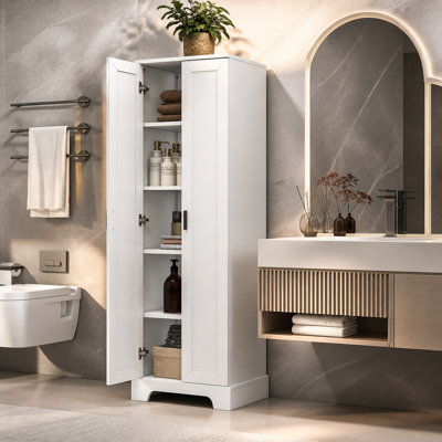71.2'' 2 Door Kitchen Pantry Slim Cabinet, Corner Cabinet, White Cabinet, Tall Accent Cabinet, White Storage Cabinet