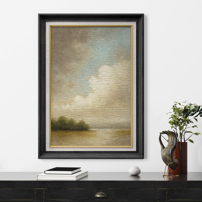Œuvre encadrée de qualité supérieure - impression de paysage rétro pour décor de salon - 26 po x 36 po, Noir