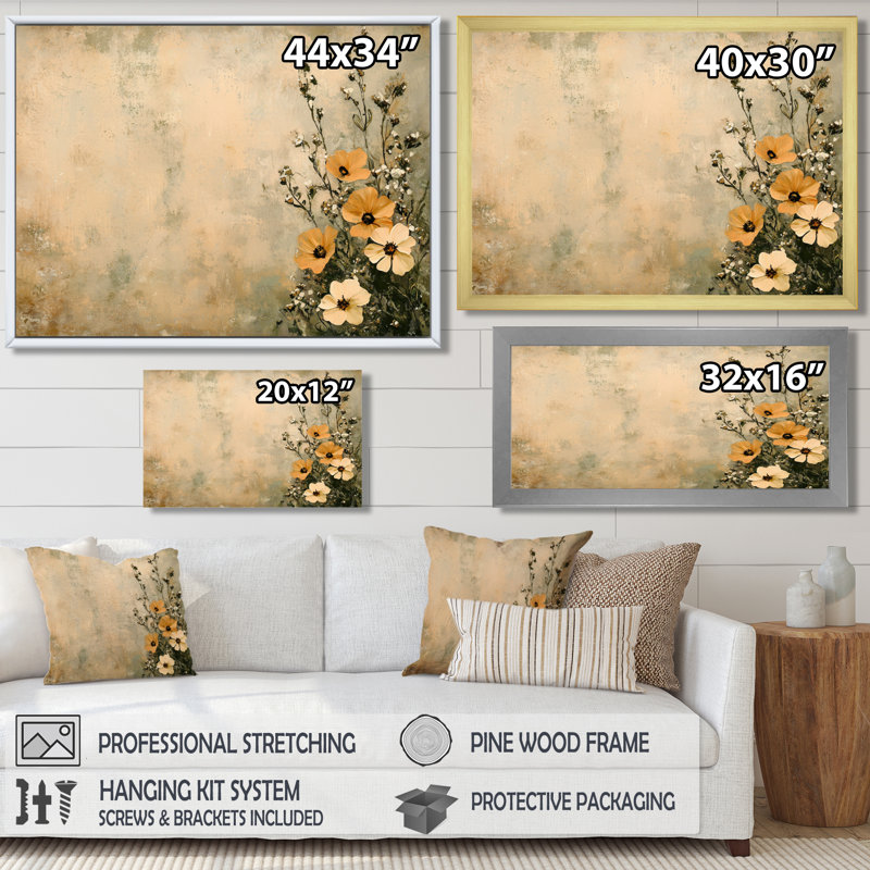 «Minimal Desert Blossom Daisy Glow - marguerites», H 16 po x l 32 po, Toile tendue, Ne s’applique pas