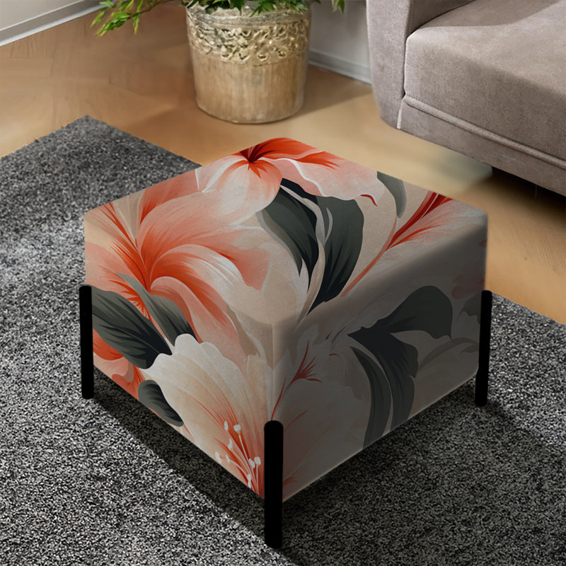 Neutre délicat motif tropical I - repose-pieds carré tropical