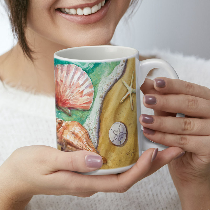 Beach Shells 15 oz. Decorative Ceramic Mug