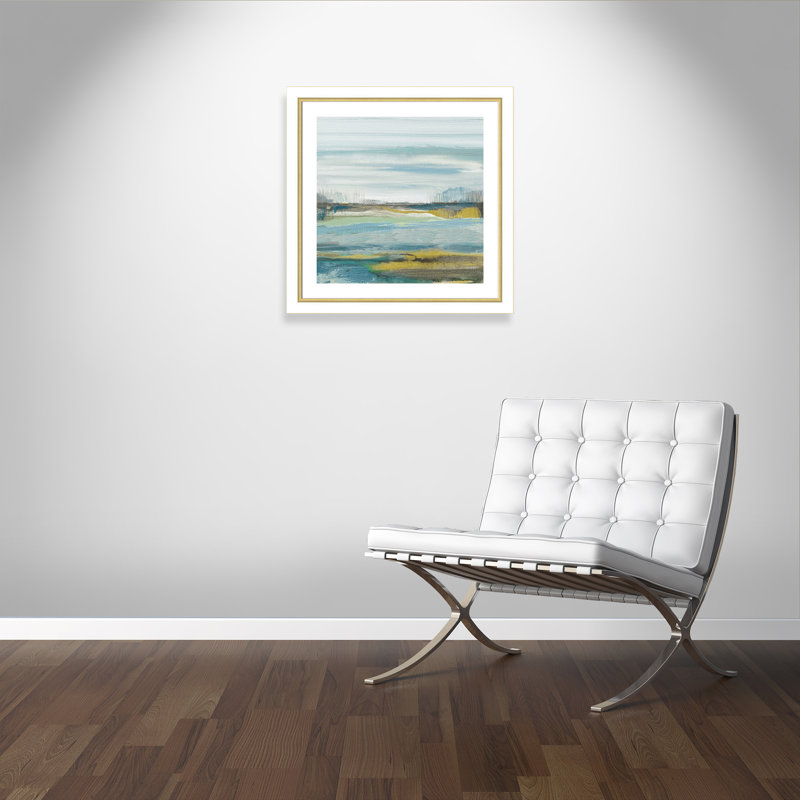 Lewbeach - Peinture encadrée, Blanc/doré, H 29,75 po x l 29,75 po x P 1,13 po