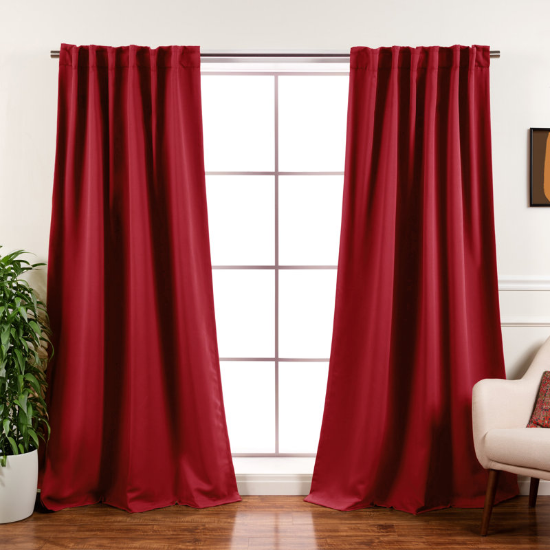 Panneaux de rideaux occultants et thermiques unis avec passe-tringle Bantam, Rouge cardinal, l 52" x L 84"