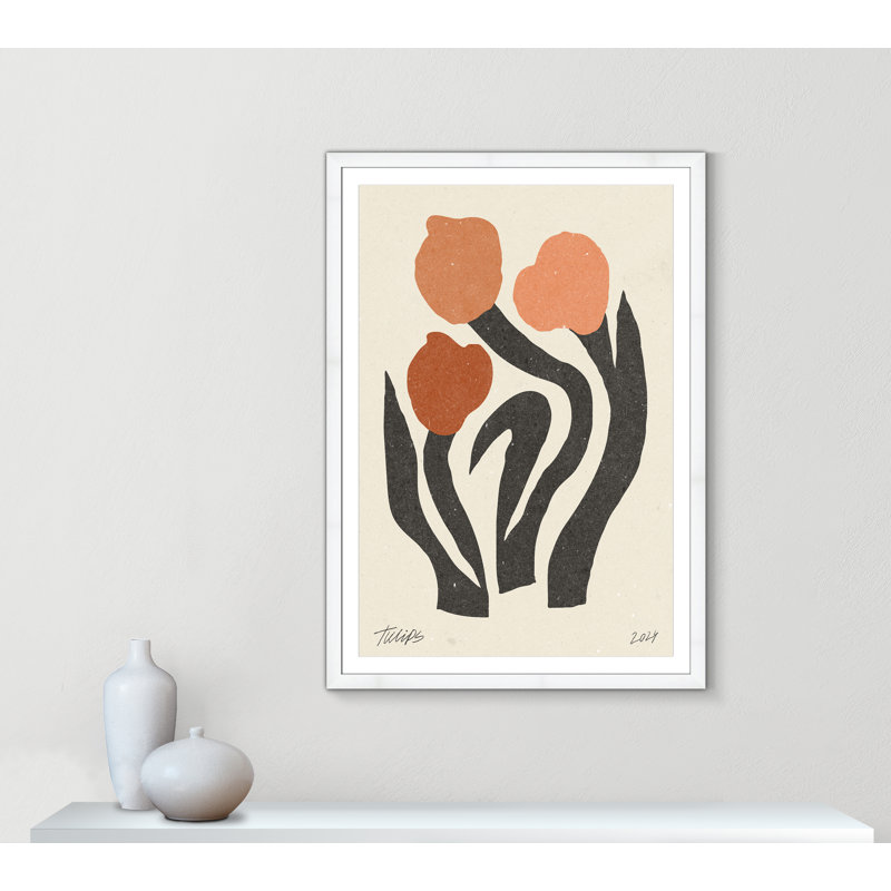 Imprimé de fleurs modernes par NKTN, Blanc satiné, 39'' W x 55'' H, Matted Print