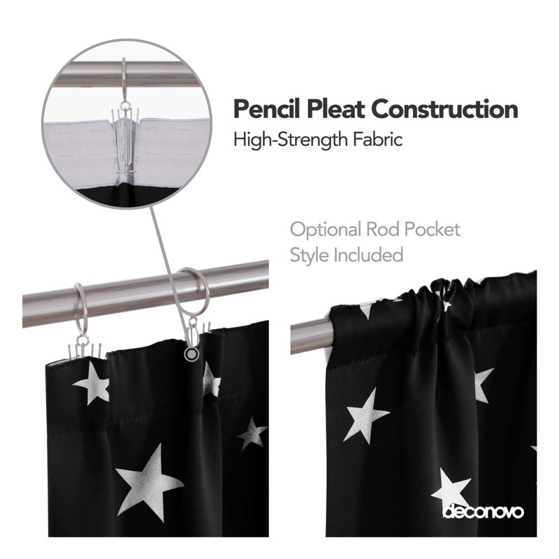 Polyester Blackout Pinch Pleat Curtain Pair, 52cm Width x 242cm Drop