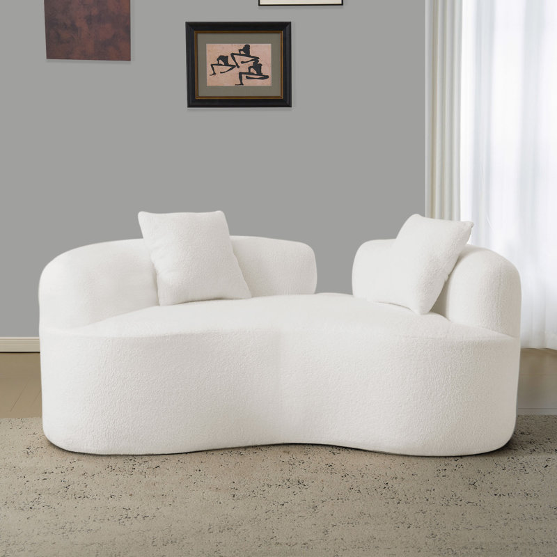 66,93 pouces, causeuse courbée à compression et éponge, tissu en velours, Blanc