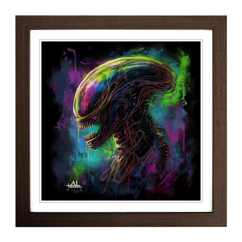 Alien Abstract Art No.1 - Framed Print, Walnut