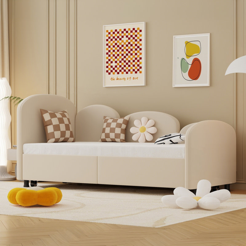 Lit de jour en velours, Beige