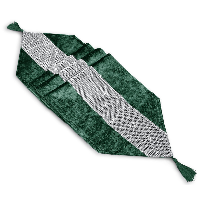 Ternate Luxury Velvet Dramatic Table Accessories, Emerald, 45" x 6"
