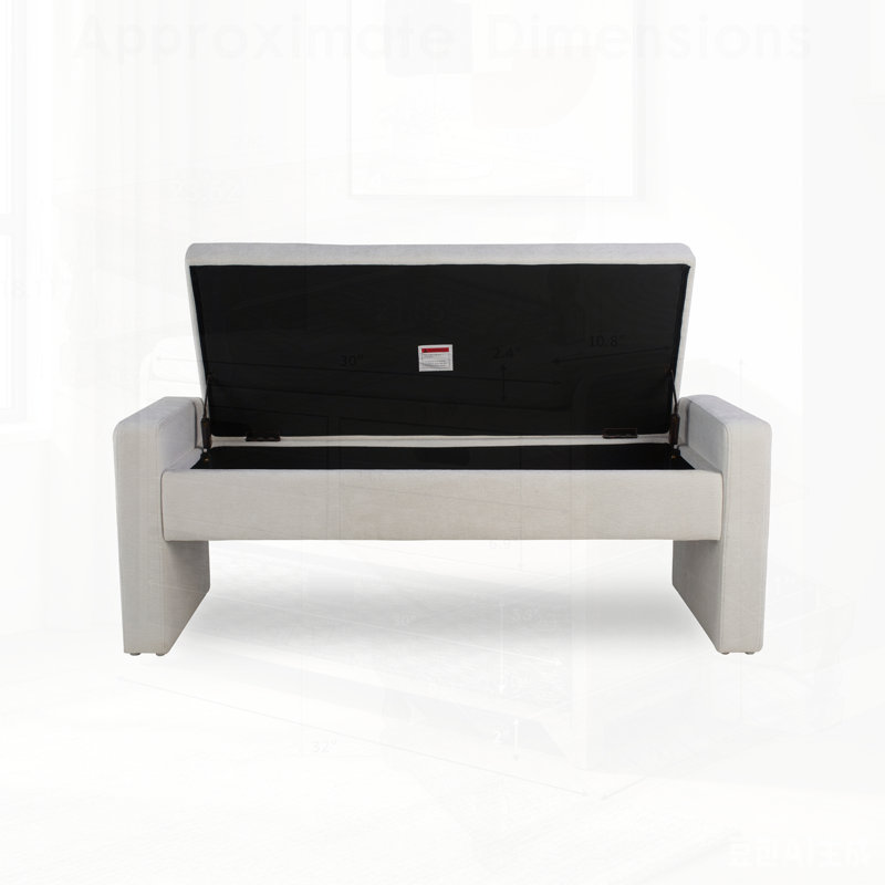 Banc de rangement moderne rembourré avec siège capitonné, charnière à fermeture douce, idéal pour la chambre à coucher, le vestibule ou le salon