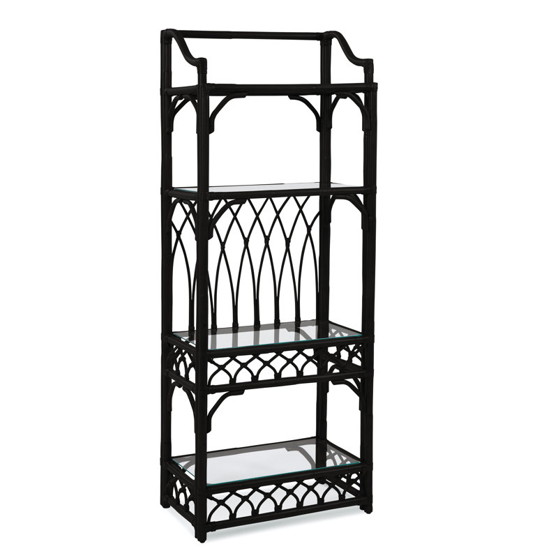 Étagère à livres en osier / rotin H 78 "x l 32" Edgewater, Noir, noir, noir, noir