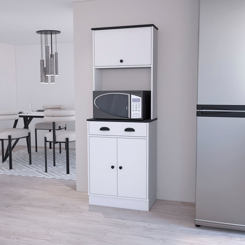 Kitchen Storage, 2-Cabinet Kitchen Pantry, White/Black