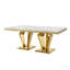 Table de salle à manger en acier inoxydable poli 66,9 po avec base en forme de losange, grande table de salle à manger moderne