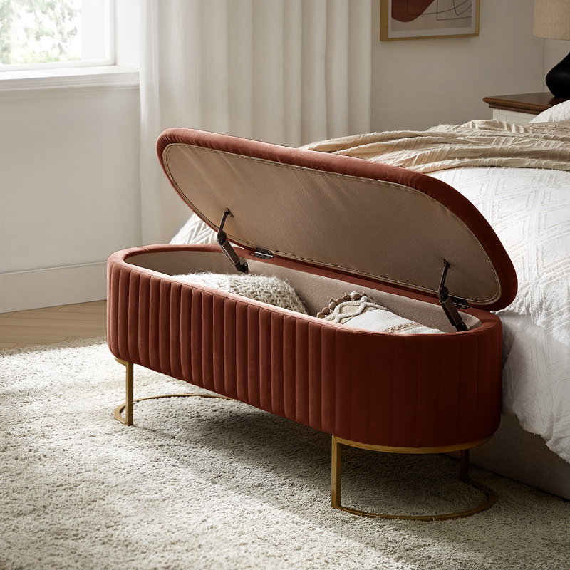 Banc de rangement rembourré Ferdinand, Brique brûlée, H 19 po x l 50,5 po x P 16 po