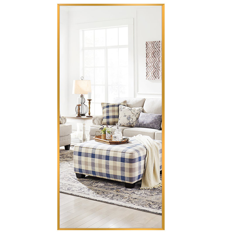 Talma Wood Flat Mirror, 71" H x 24" W, Gold