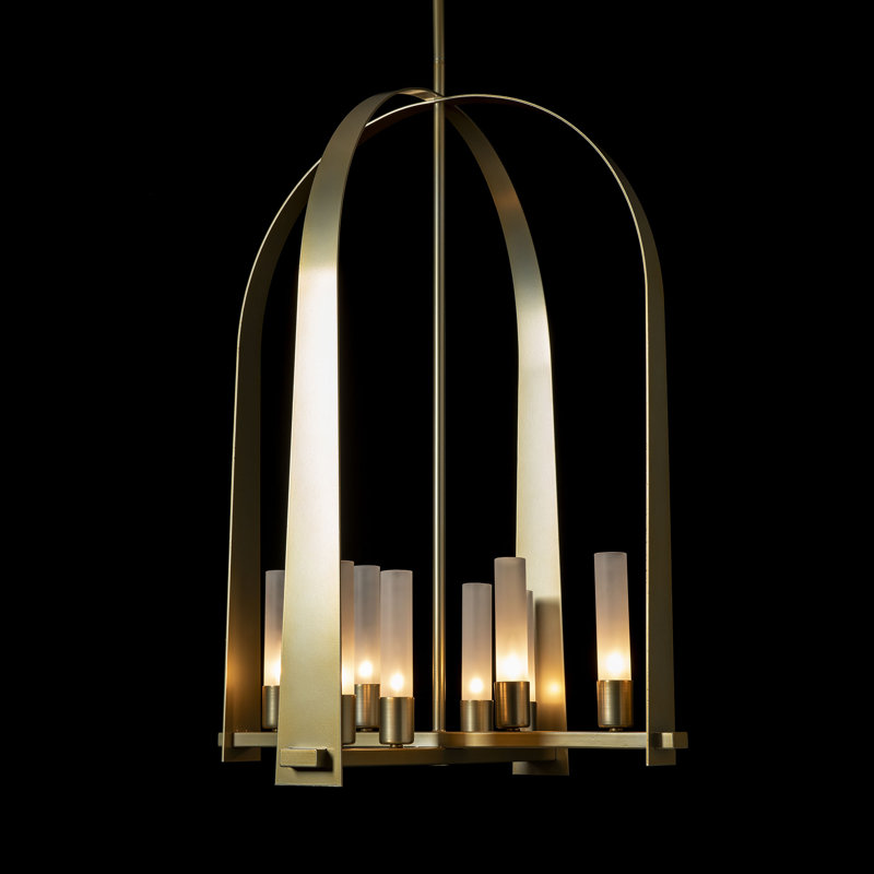 Triomphe 8 - Light Lantern Geometric Chandelier, Modern Brass