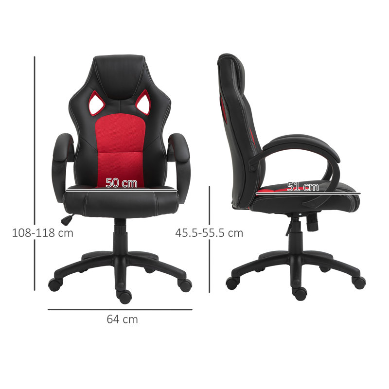 Inbox Zero Adjustable Swiveling PC & Racing Game Chair, Red