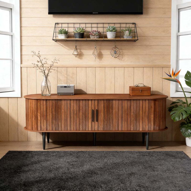 Meuble télé 47 po avec armoire moderne, Noyer