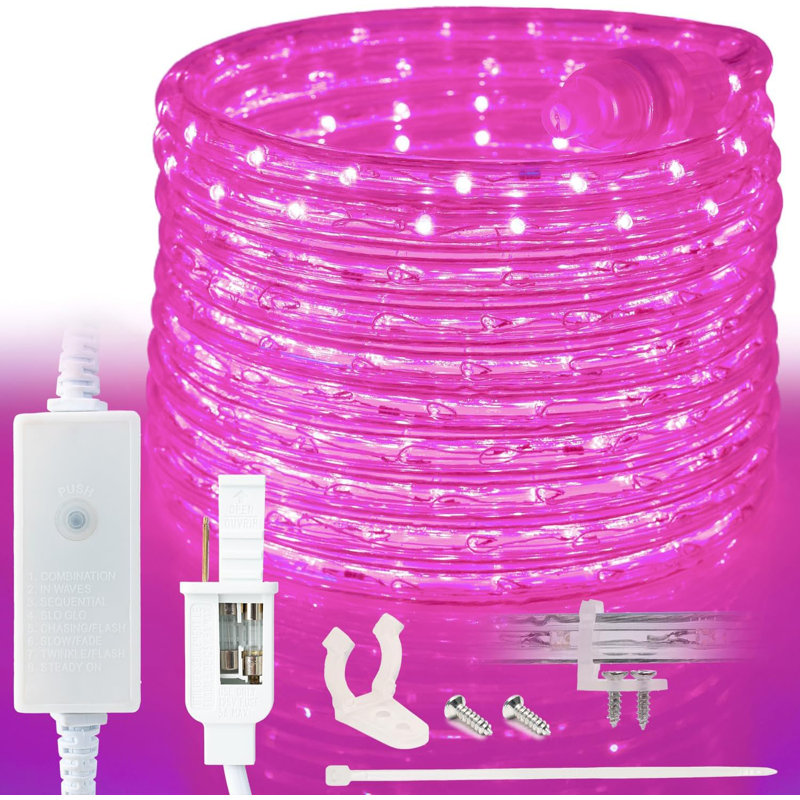 LED Rope Light w/ 8 Mode, 120" L, Pink