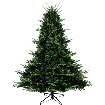 7ft Christmas Tree, 2257 Tips, Pe/ Mixed, Wide Base Design For Centerpieces, Hinged Structure Reduces Setup Time, Metal Stand Stability, 65 In Wide, 34.1 Lb Tree 7ft, Grand Spaces, Branches Quick