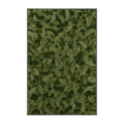 Machine Washable Botanical Green Area Rug