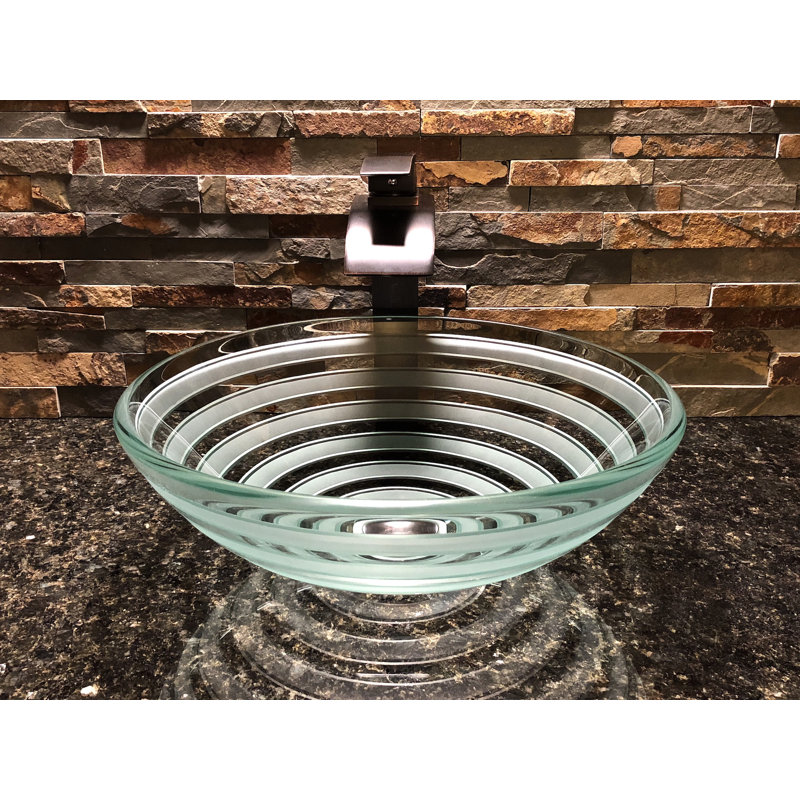 Elegant Glass Engraving Studio 16.5'' Glass Circular Bathroom Sink