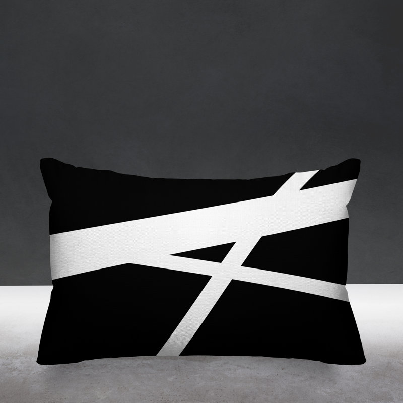 Seward Geometric Diamond Indoor/Outdoor Throw Pillow, Black