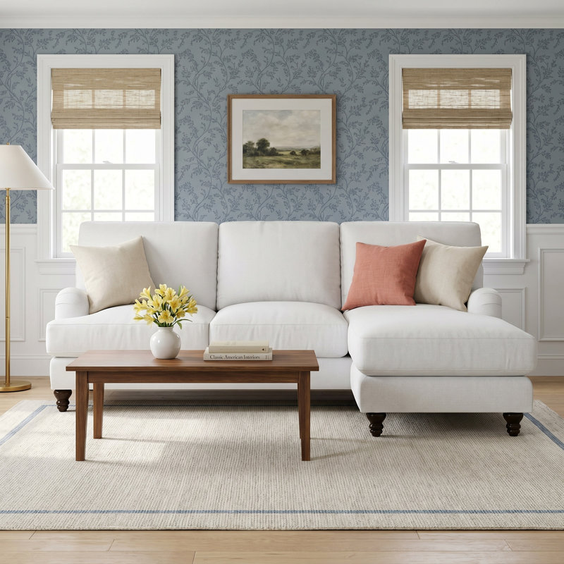 Walters Upholstered Sofa With Reversible Chaise, Cruise Adrift
