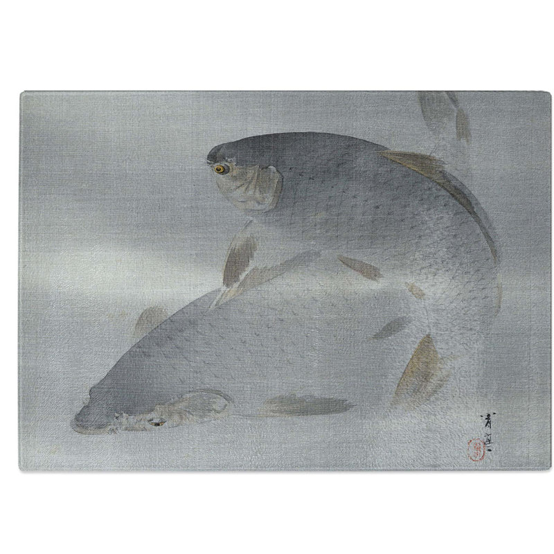 Tempered Glass Carp Swimming Chopping Board, 28.5 cm W x 20 cm L
