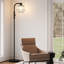 59" Arced Floor Lamp With Glass Lampshade and Bulb Included