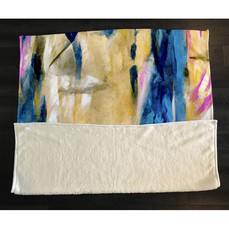 Throw Blanket, 68" W x 80" L, Marble/Abstract, Yellow/Blue/Pink