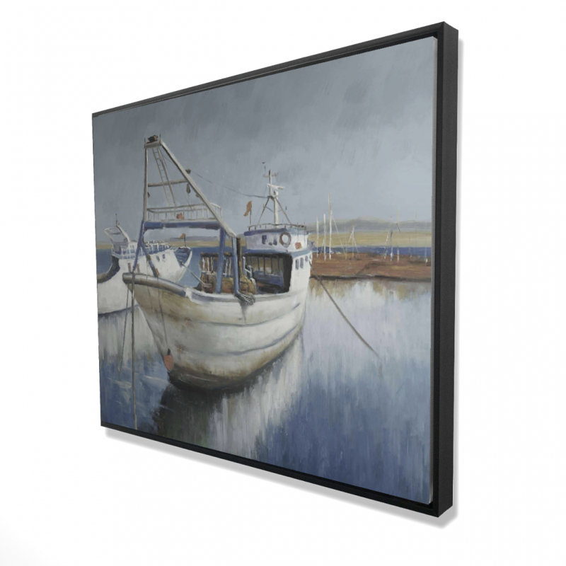 Blue Fishing Boat Print On Canvas