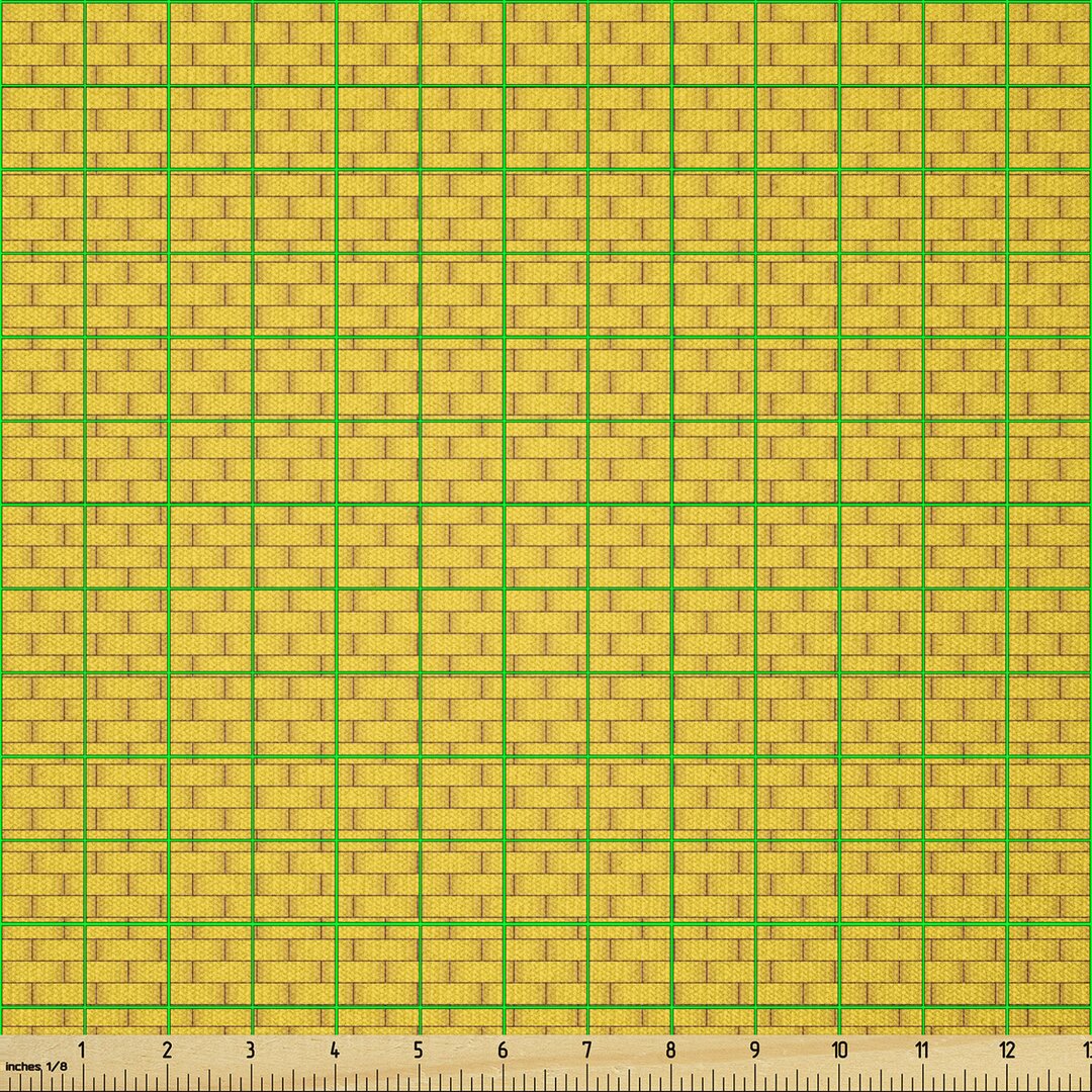 Stoff als Meterware, Klassische Symmetric Rectangles, Backstein, Erde Gelb Pale Kaffee