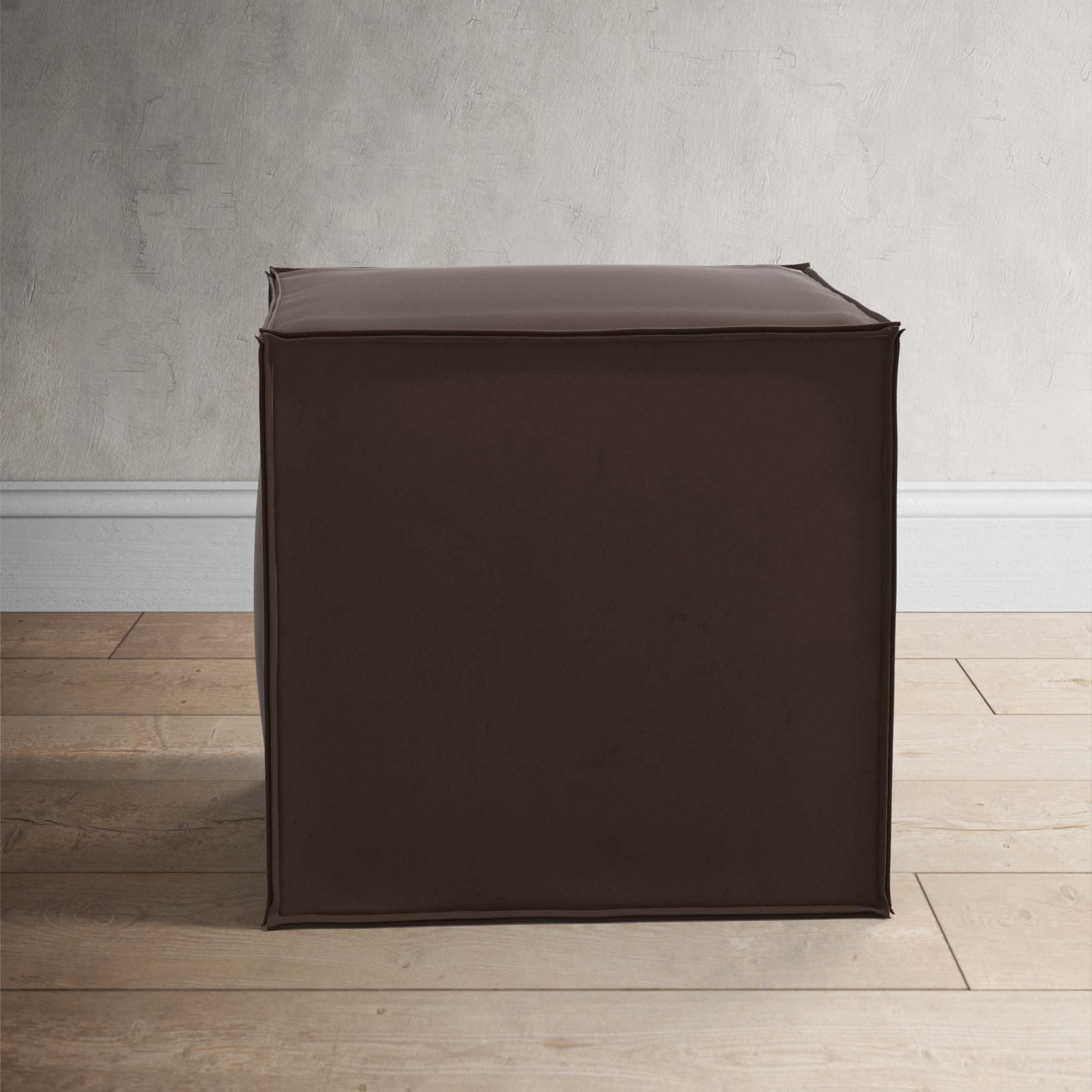 Tillie Upholstered Pouf, Classic Chocolate Velvet