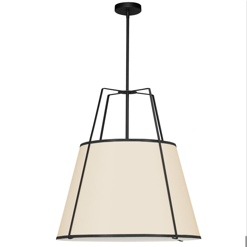 Luminaire suspendu 3 lumières trapézoïdale, H 19,5 po x l 18 po x P 18 po, Crème, Noir