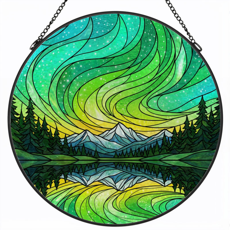 Panneau de vitrail 12 "H Northern Lights, H 12 po x l 12 po