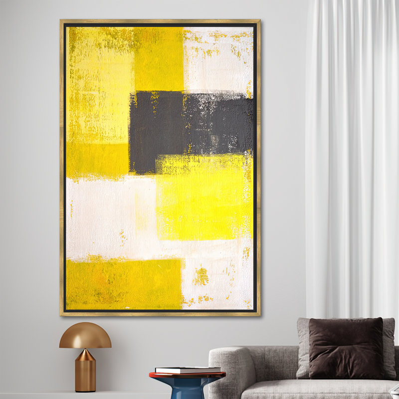 Art abstrait géométrique moderne - affiche murale de luxe sur toile, Reproduction encadrée sans passe-partout, Doré