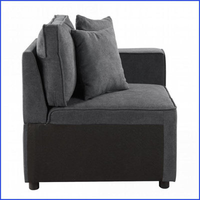 Fauteuil d'appoint moderne à siège simple gris avec dossier Coussins décoratifs - Parfait pour le bureau / le salon | Gris | Tissu | Bois et plastique
