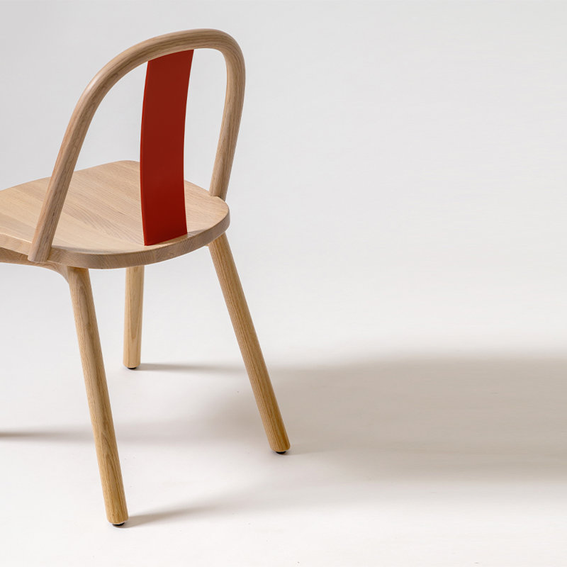 Chin-Chin Solid Wood Dining Chair, Chinese Red/Oak Nature