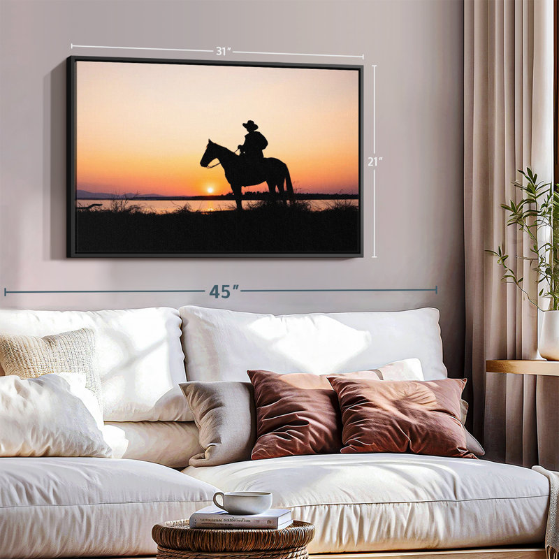 «Cowboy Silhouette Wall Art», H 21 po x l 31 po
